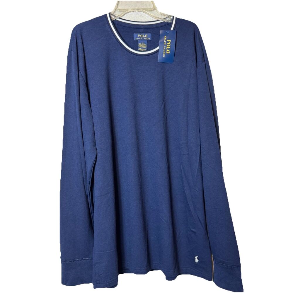 Polo Ralph Lauren Long Sleeve Crewneck Pullover Shirt Navy Blue Men’s L New!
